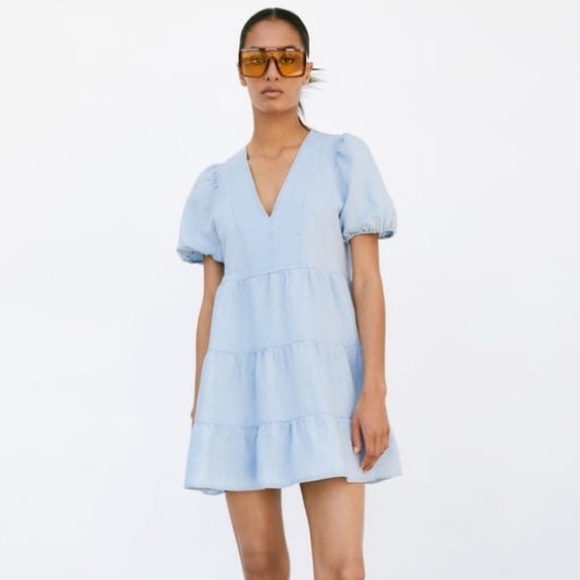 Tiered Linen Blend Dress - Picture 1 of 4